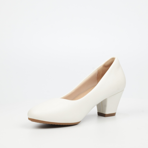 Andromeda 1 Faux Leather Low Heels - White - Image 7