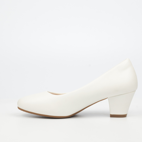 Andromeda 1 Faux Leather Low Heels - White - Image 6