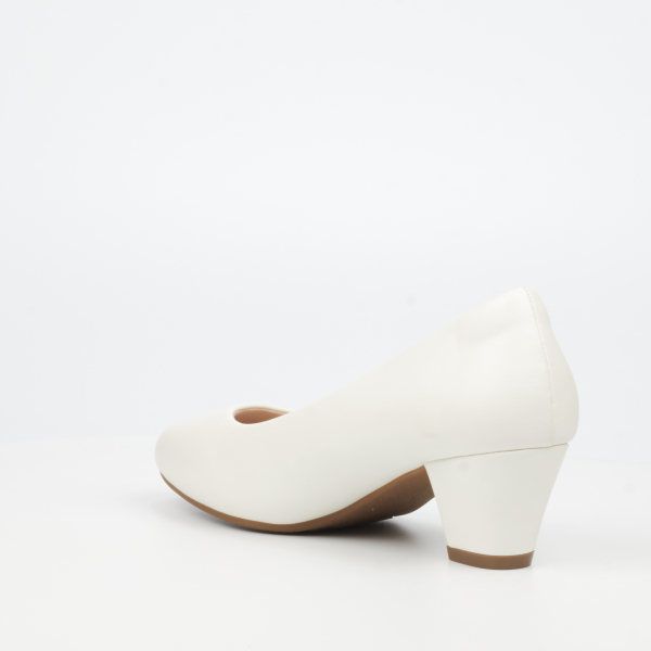 Andromeda 1 Faux Leather Low Heels - White - Image 5