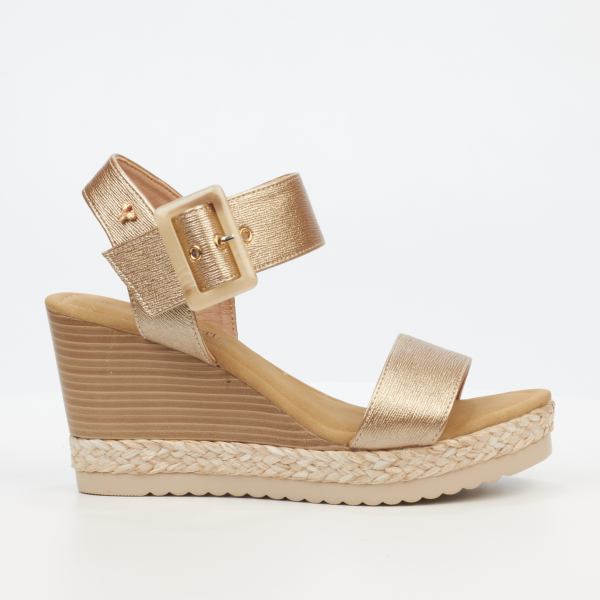 Avery 5 Faux Leather High Wedges - Gold