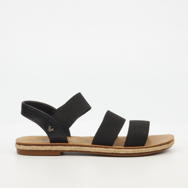 Celia 6 Elastic Flat Sandals - Black