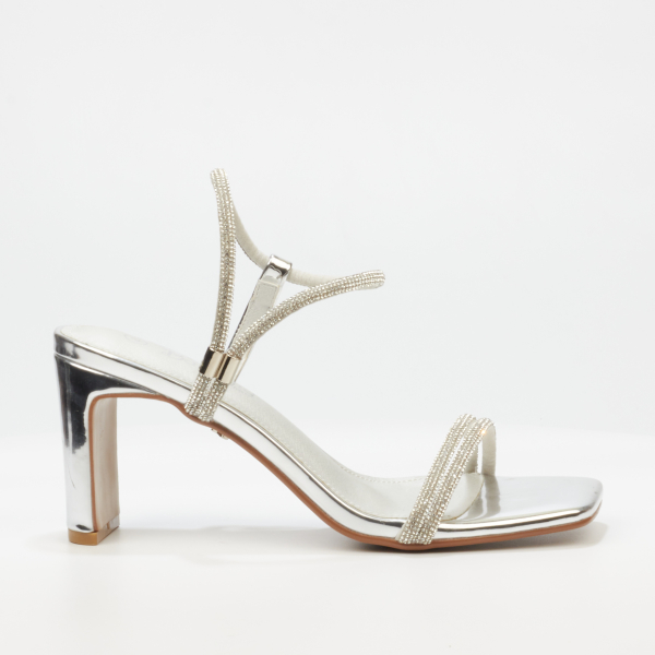 Charla 1 Faux Patent Low Heels - Silver