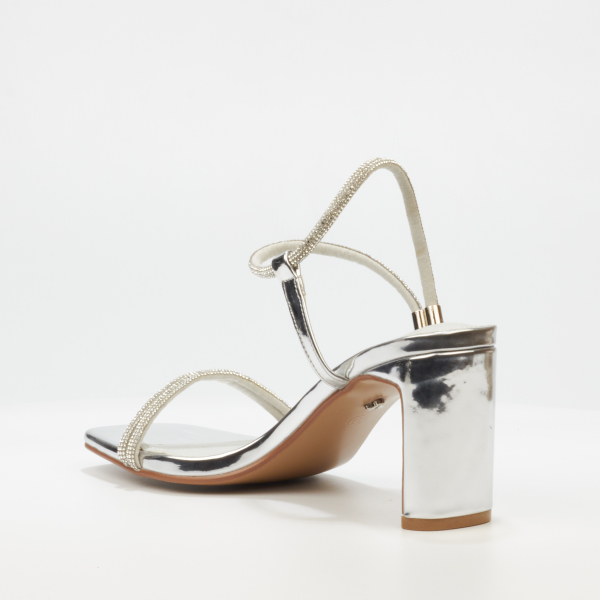 Charla 1 Faux Patent Low Heels - Silver - Image 4