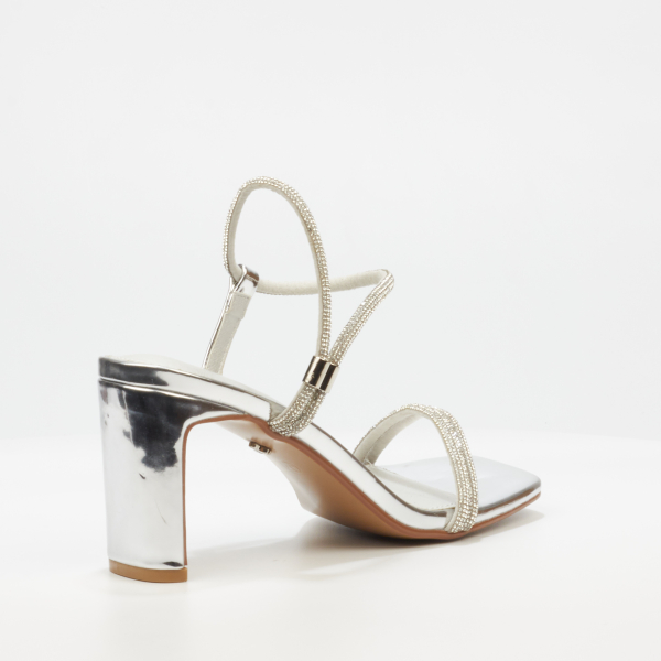 Charla 1 Faux Patent Low Heels - Silver - Image 3
