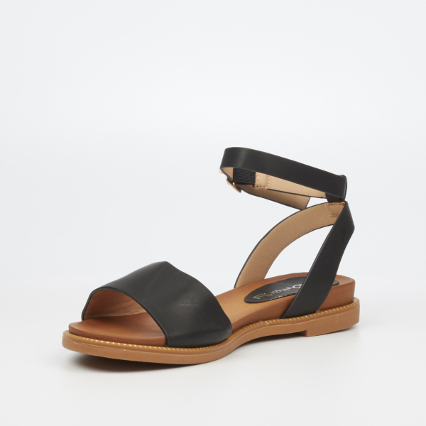 Ellie 1 Faux Leather Flat Sandals - Black - Image 7
