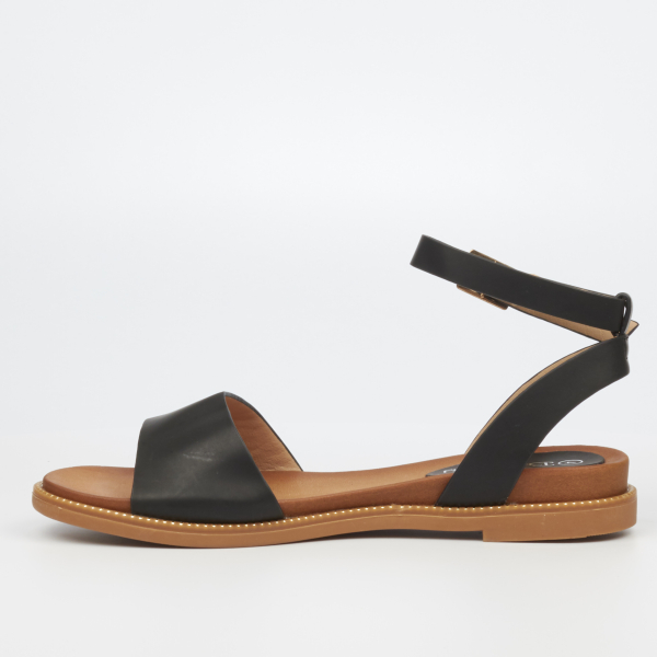 Ellie 1 Faux Leather Flat Sandals - Black - Image 6