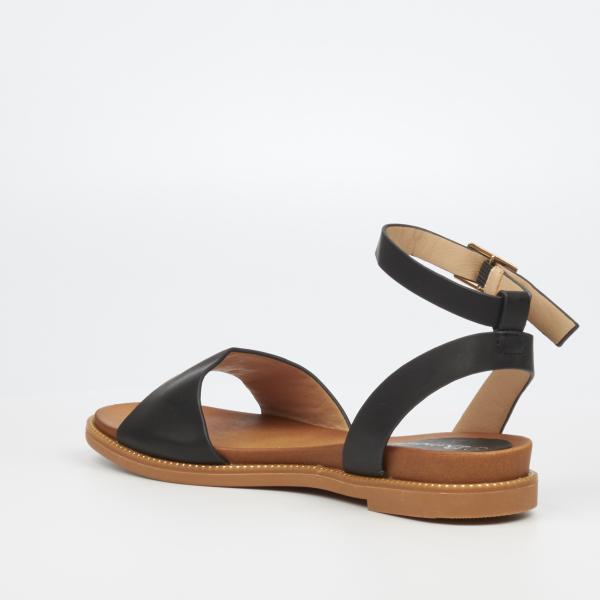 Ellie 1 Faux Leather Flat Sandals - Black - Image 5