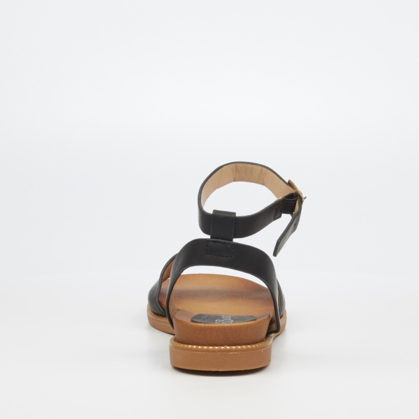 Ellie 1 Faux Leather Flat Sandals - Black - Image 4