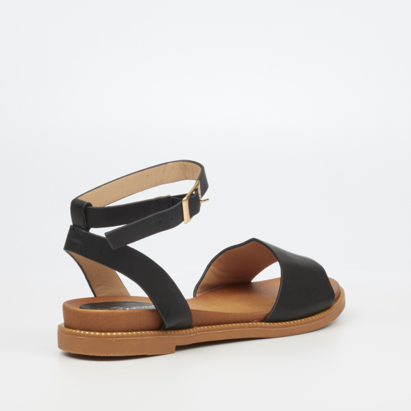 Ellie 1 Faux Leather Flat Sandals - Black - Image 3