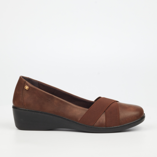 Isabella 1 Faux Leather Low Wedges - Chocolate