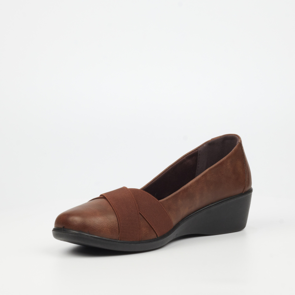 Isabella 1 Faux Leather Low Wedges - Chocolate - Image 7