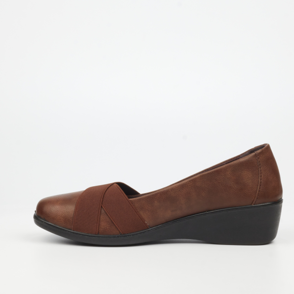 Isabella 1 Faux Leather Low Wedges - Chocolate - Image 6