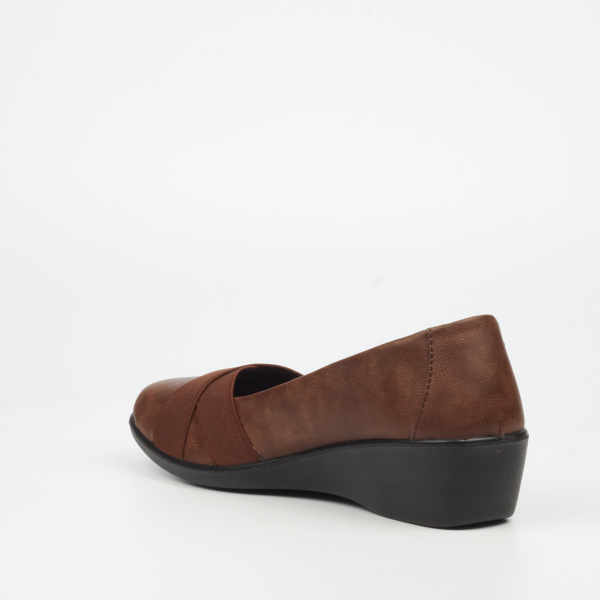 Isabella 1 Faux Leather Low Wedges - Chocolate - Image 5
