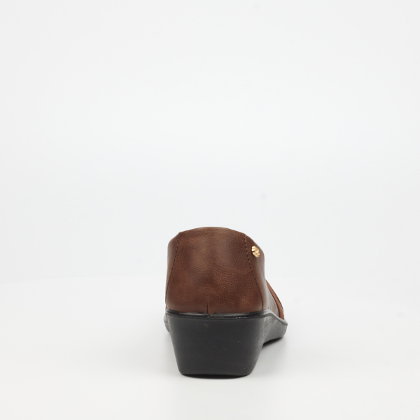 Isabella 1 Faux Leather Low Wedges - Chocolate - Image 4