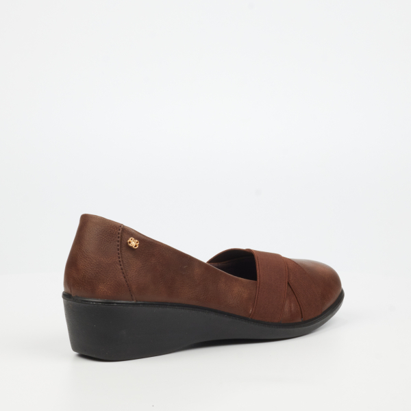Isabella 1 Faux Leather Low Wedges - Chocolate - Image 3