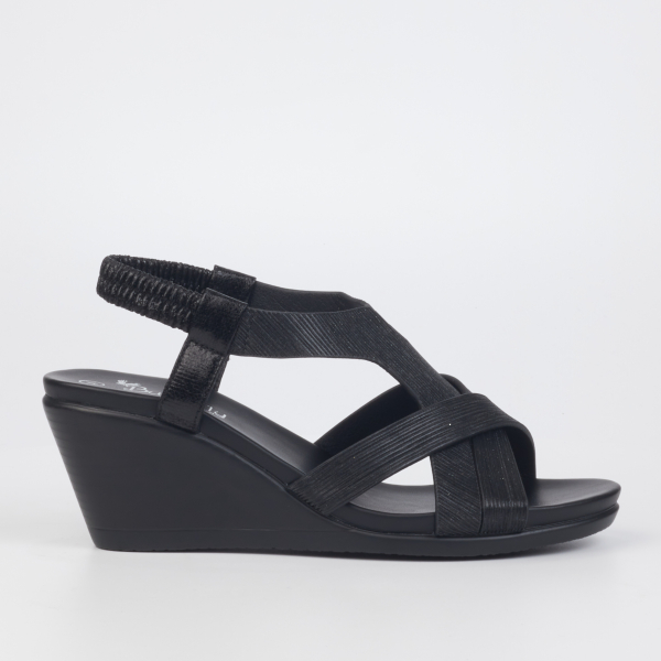 Katia 1 Faux Leather Low Wedges - Black