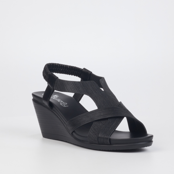 Katia 1 Faux Leather Low Wedges - Black - Image 2