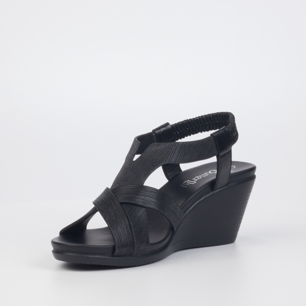Katia 1 Faux Leather Low Wedges - Black - Image 4