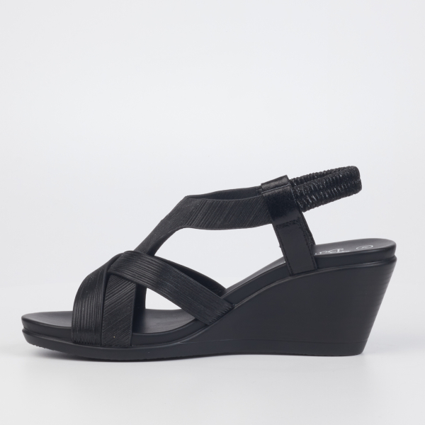 Katia 1 Faux Leather Low Wedges - Black - Image 5