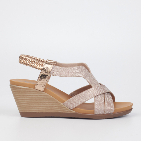 Katia 1 Faux Leather Low Wedges - Rose Gold