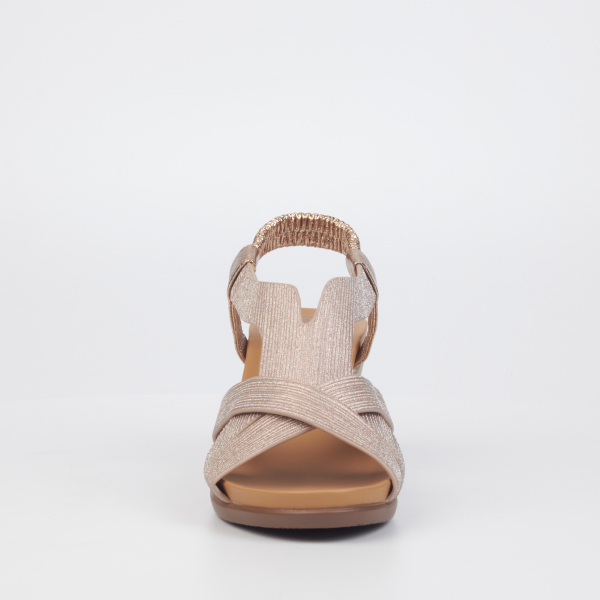 Katia 1 Faux Leather Low Wedges - Rose Gold - Image 5