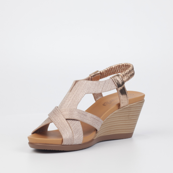 Katia 1 Faux Leather Low Wedges - Rose Gold - Image 4