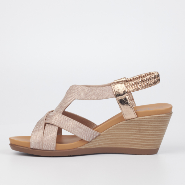 Katia 1 Faux Leather Low Wedges - Rose Gold - Image 3