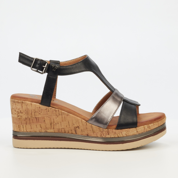 Melinda 1 Faux Leather High Wedges - Black
