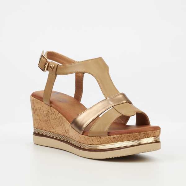 Melinda 1 Faux Leather High Wedges - Taupe - Image 2