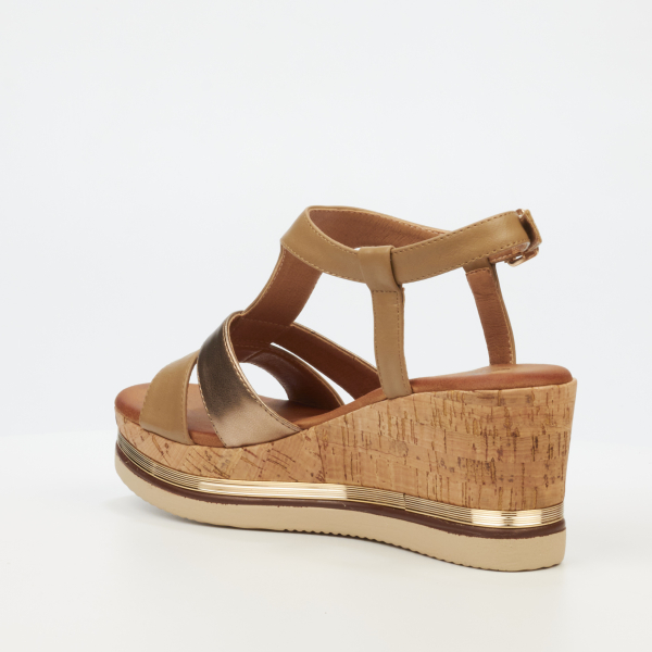 Melinda 1 Faux Leather High Wedges - Taupe - Image 4