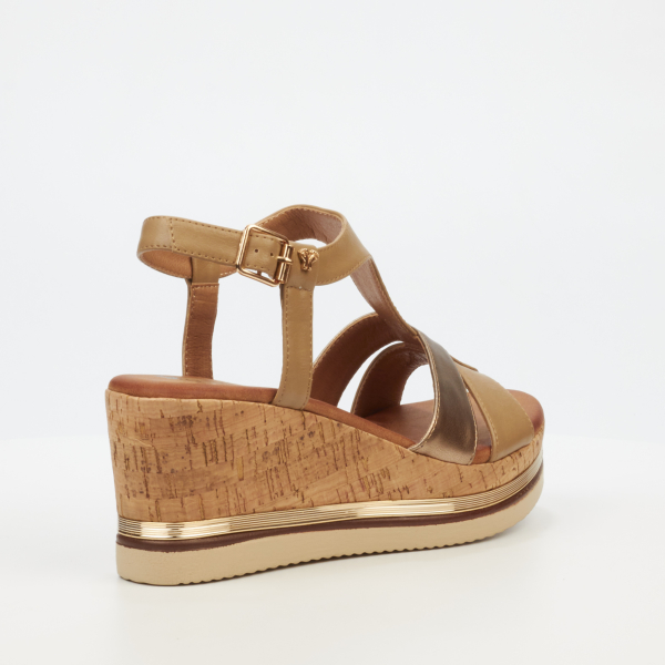 Melinda 1 Faux Leather High Wedges - Taupe - Image 3