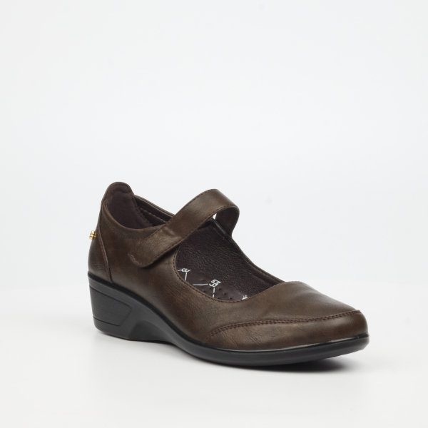 Moxie 1 Faux Leather Low Wedges - Chocolate - Image 2