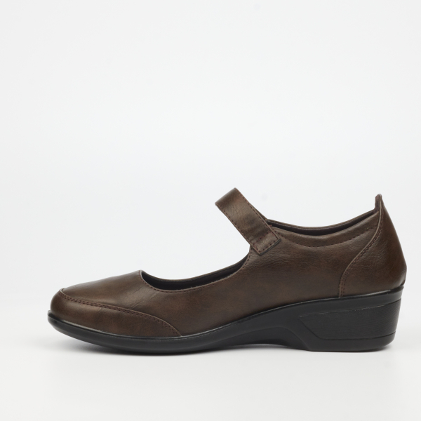 Moxie 1 Faux Leather Low Wedges - Chocolate - Image 6