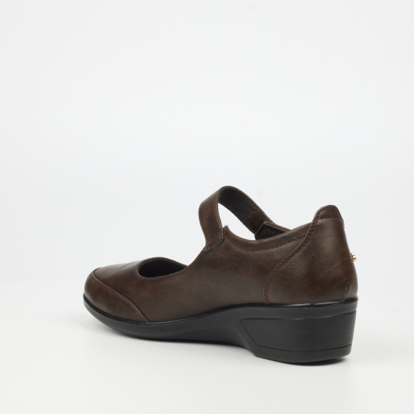 Moxie 1 Faux Leather Low Wedges - Chocolate - Image 5