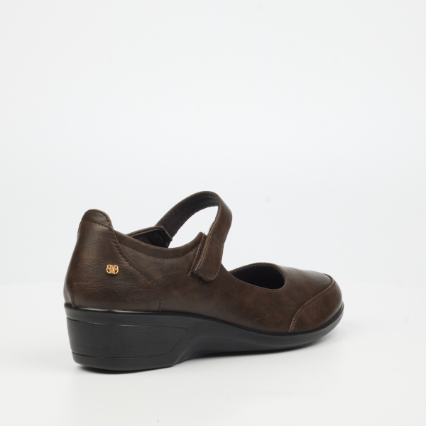 Moxie 1 Faux Leather Low Wedges - Chocolate - Image 3