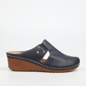 Taryn 1 Faux Leather Low Wedges - Navy